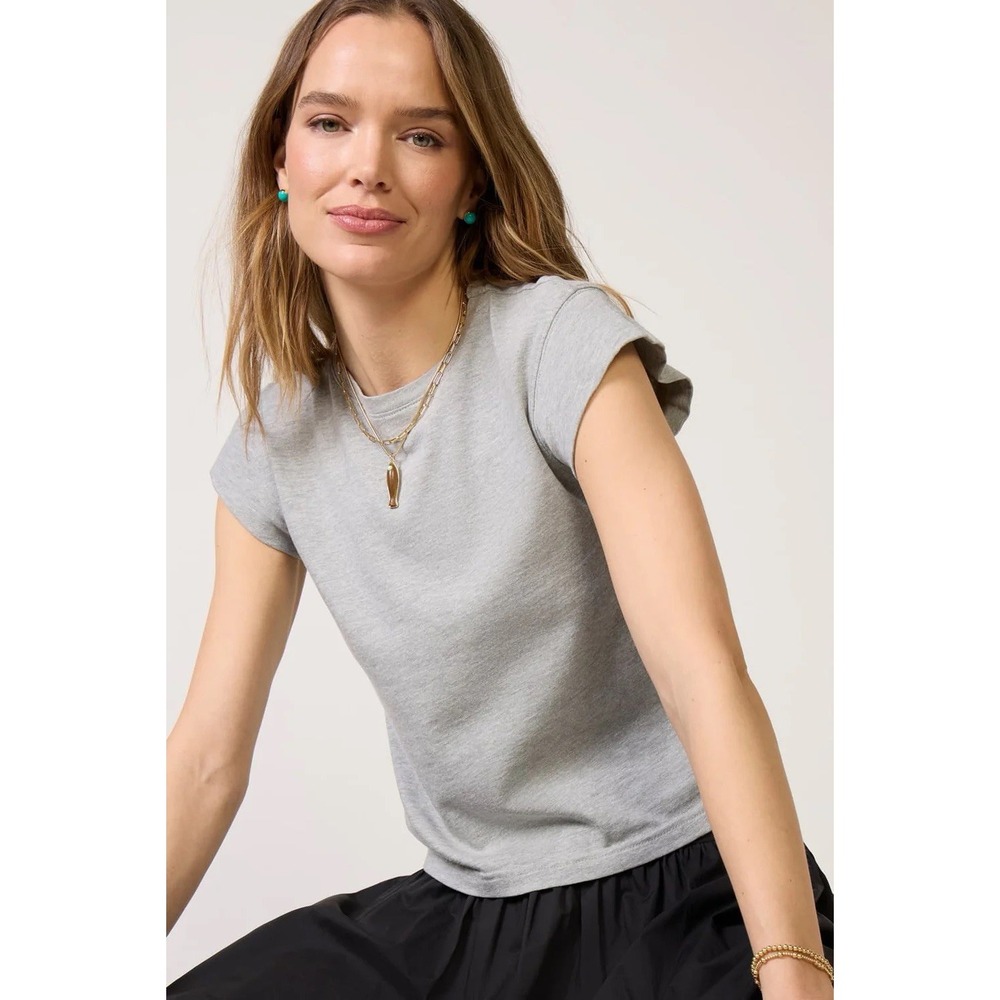 Perfect White Tee Womens L Porter Tee Heather Gray Minimalist Cotton